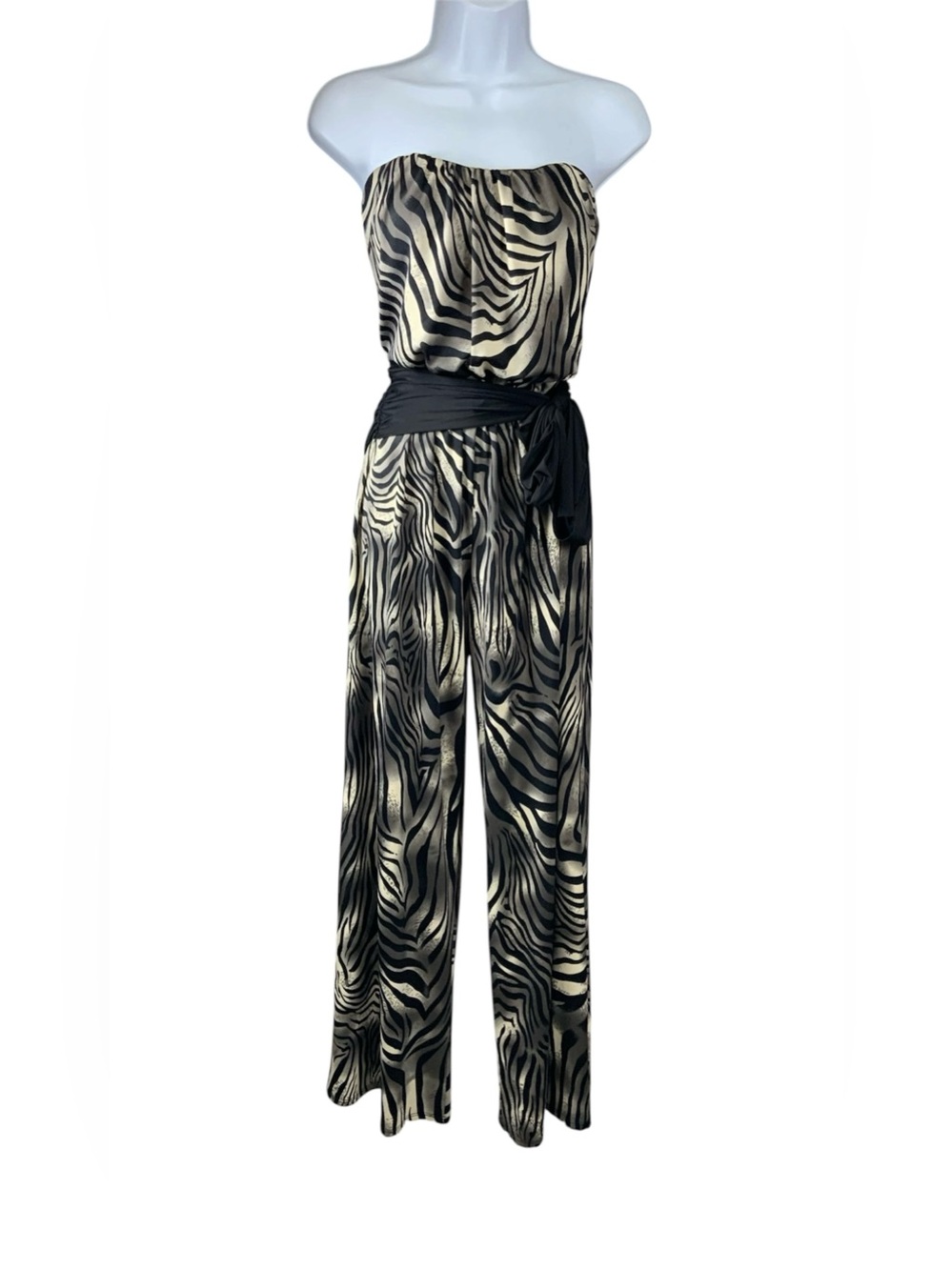 2B Bebe Zebra Print Wide-Leg Jumpsuit